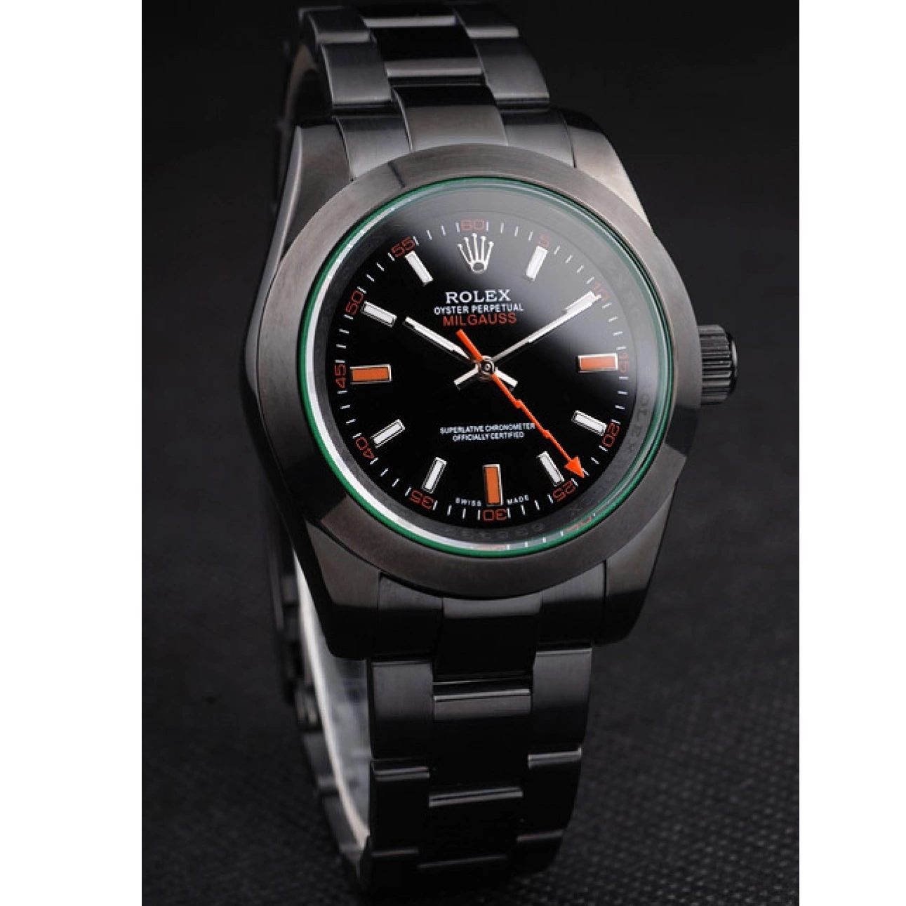 Aaa replica watch Green Pro-Hunter Milgauss Saphire Rolex Dial Tinted Black 0519